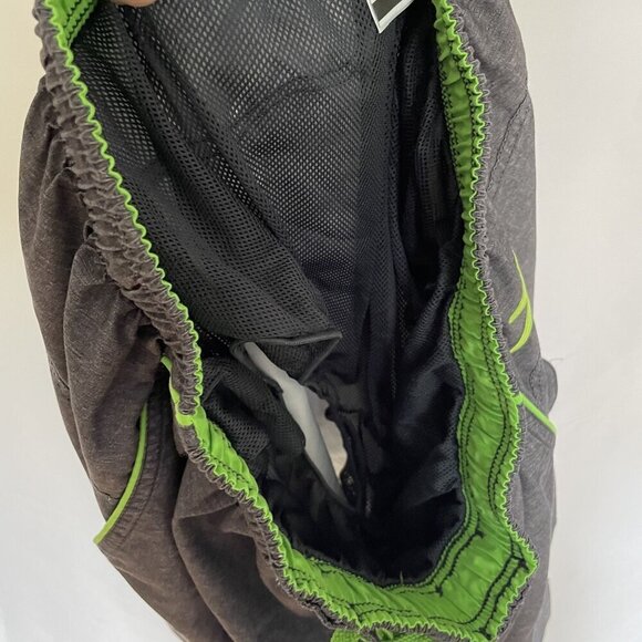 Speedo L/G Swim Trunks Gray & Green Drawstring Elastic Waist Cargo Pocket men's - Picture 8 of 8